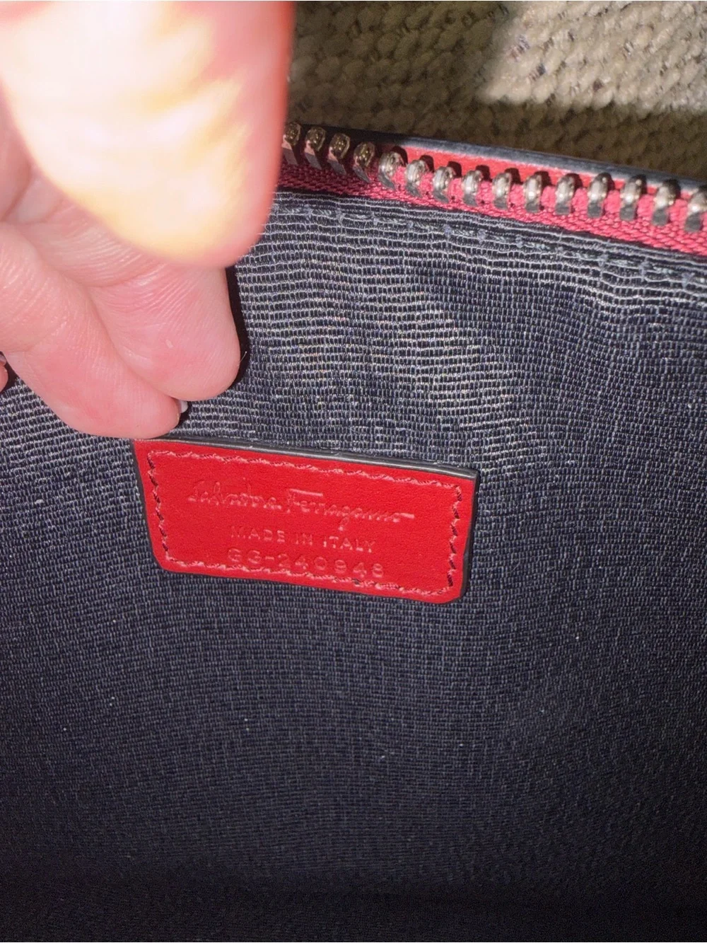 Authentic Salvatore Ferragamo Red Leather Wristlet Clutch